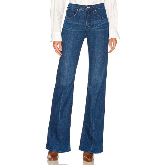 Nili Lotan Women's Jean Celia High-Rise Stretch Flare Denim Size 26 Dark Wash - Picture 1 of 12